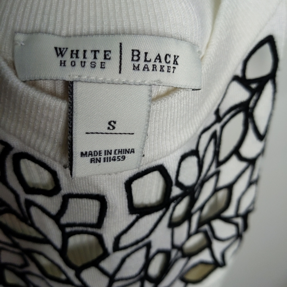S WHBM Tank Top Tee Shirt Lace Black Blouse Knit L - Picture 6 of 7